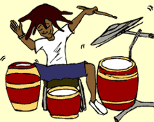 Young person playing drums